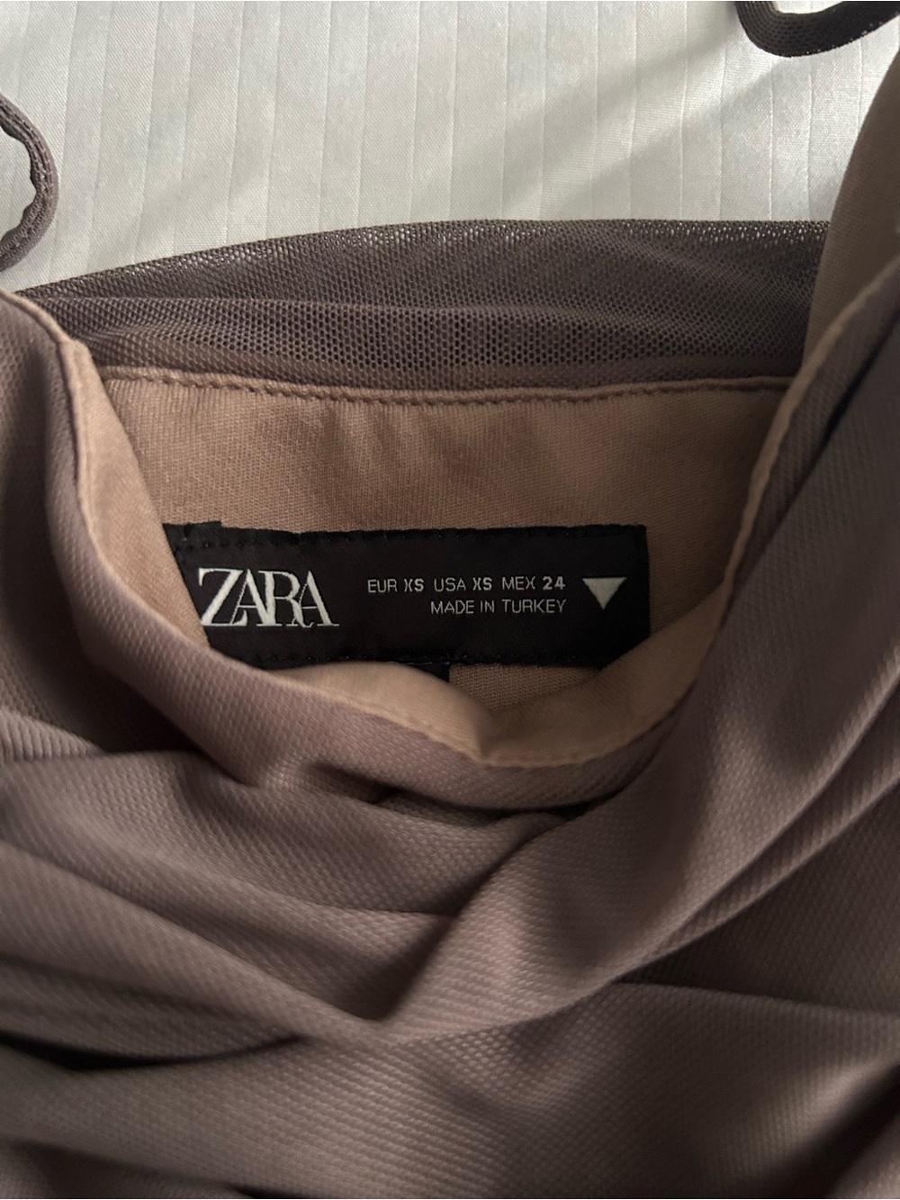 Ruched Spaghetti Strap Top in Taupe - Picture 3 of 3